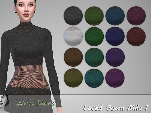 Sims 4 Laced Gown Mila 1 by Jaru Sims at TSR