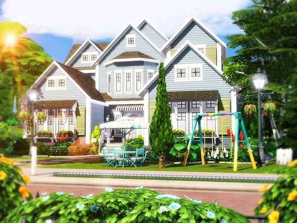 Sims 4 Blue Beauty house by MychQQQ at TSR