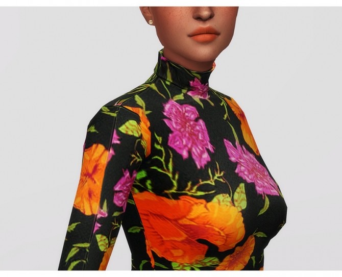 Sims 4 Skater Embellished Floral Print Dress at Rusty Nail