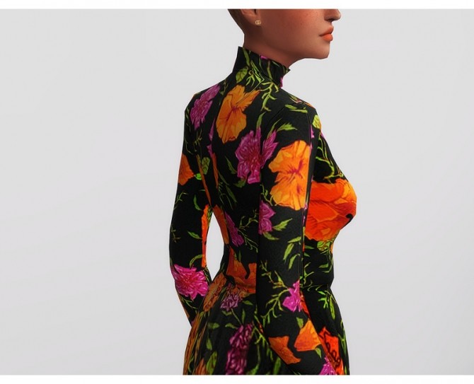 Skater Embellished Floral-Print Dress at Rusty Nail » Sims 4 Updates