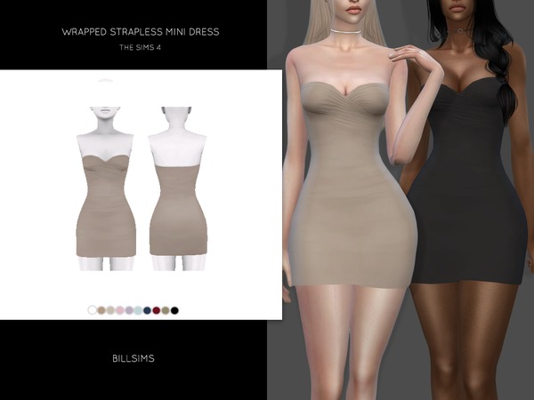 Sims 4 Wrapped Strapless Mini Dress by Bill Sims at TSR