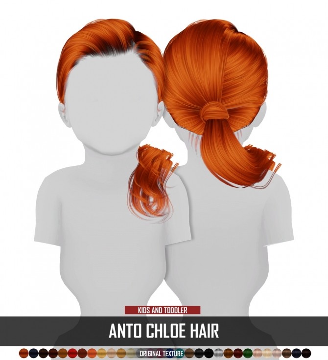 Sims 4 ANTO CHLOE HAIR KIDS AND TODDLER VERSION by Thiago Mitchell at REDHEADSIMS
