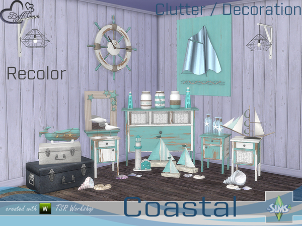 Sims 4 Coastal Living Decoration Recolor by BuffSumm at TSR