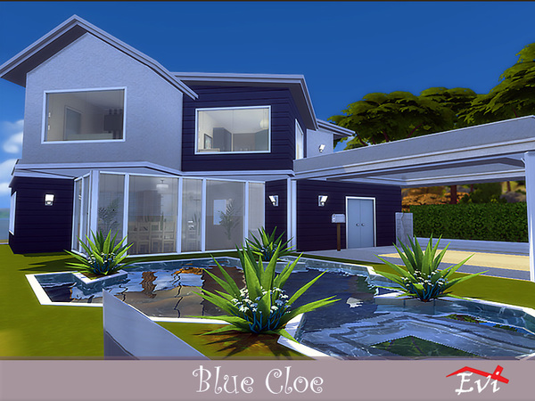 Sims 4 Blue Cloe house by evi at TSR
