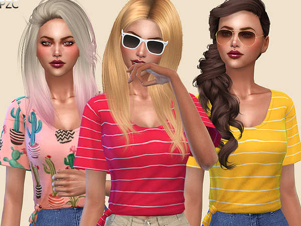 Sims 4 Knotted Everyday T shirts 02 by Pinkzombiecupcakes at TSR