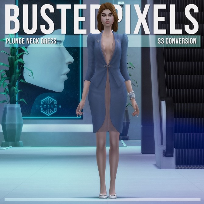 Sims 4 Supernatural Plunge Neck Dress S3 Conversion at Busted Pixels