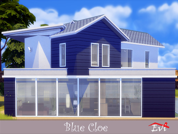 Sims 4 Blue Cloe house by evi at TSR