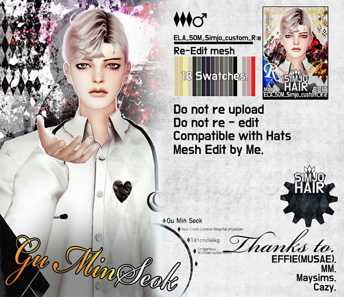 Sims 4 ELA(May) 50M custom hair edit at Kim Simjo