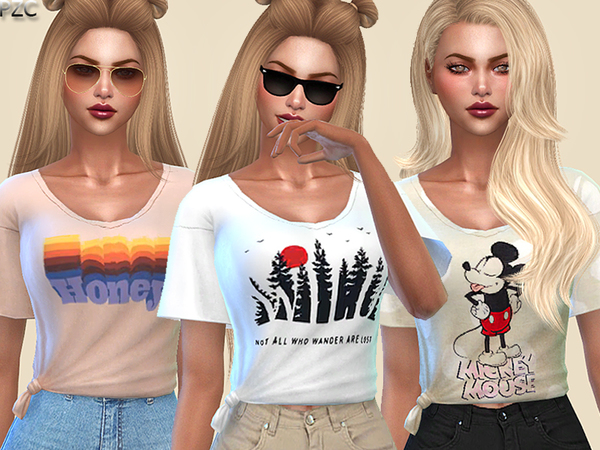 Sims 4 Knotted Everyday T shirts 02 by Pinkzombiecupcakes at TSR