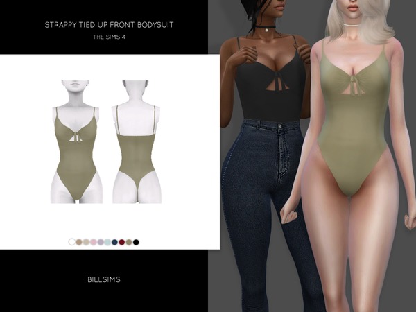 Sims 4 Strappy Tied Up Front Bodysuit by Bill Sims at TSR