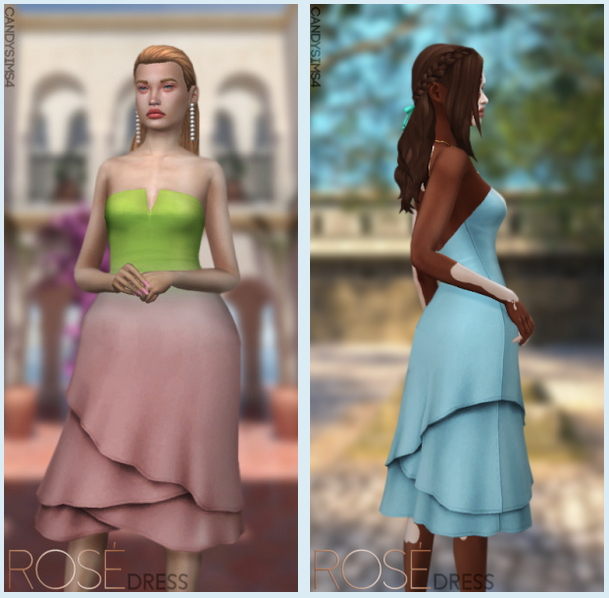 ROSE DRESS at Candy Sims 4 » Sims 4 Updates