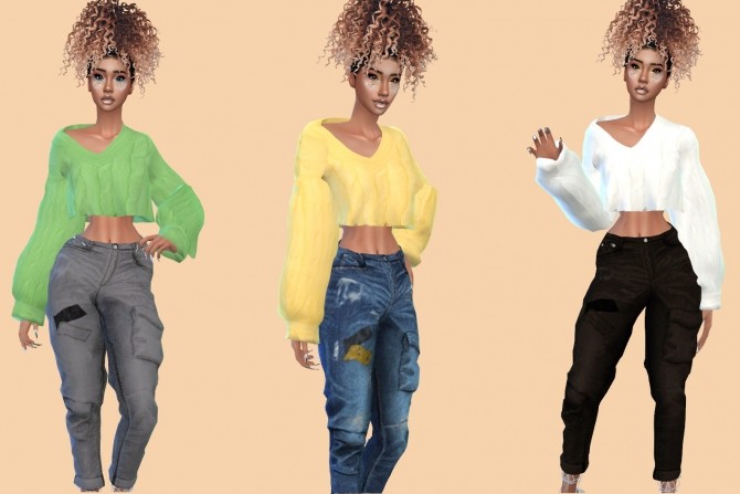 Sims 4 Neck Crop Sweater Recolor at Teenageeaglerunner