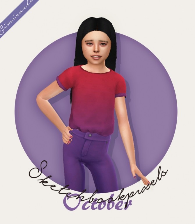 Sims 4 Sketchbookpixels October 3T4 shirt for girls at Simiracle