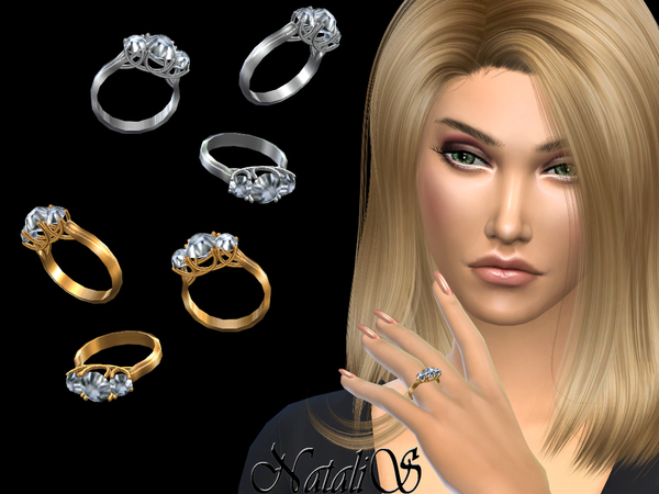 Sims 4 Three stone trellis ring by NataliS at TSR