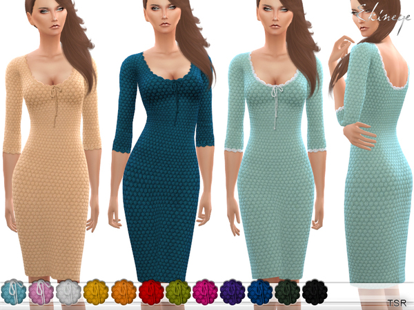 Sims 4 Textured Knit Dress by ekinege at TSR