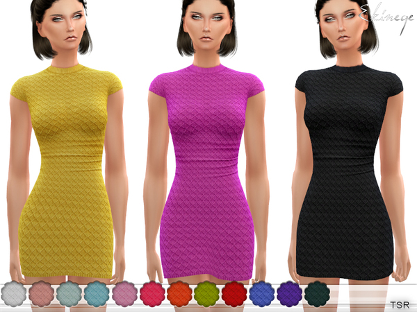 Sims 4 Cap Sleeve Knit Mini Dress by ekinege at TSR