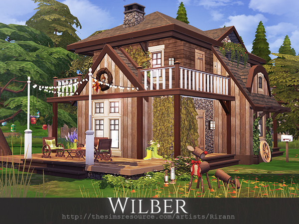 Sims 4 Wilber wood cabin by Rirann at TSR