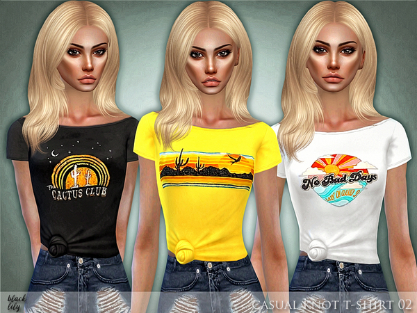 Casual Knot T-Shirt 02 by Black Lily at TSR » Sims 4 Updates