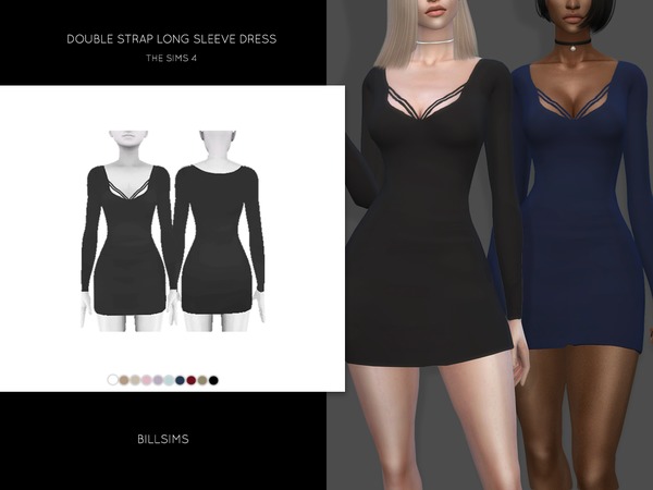 Sims 4 Double Strap Long Sleeve Dress by Bill Sims at TSR
