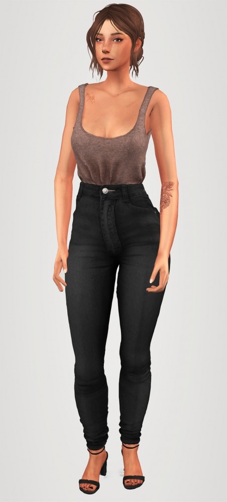 Sims 4 Open back tank top & Block heels at Elliesimple