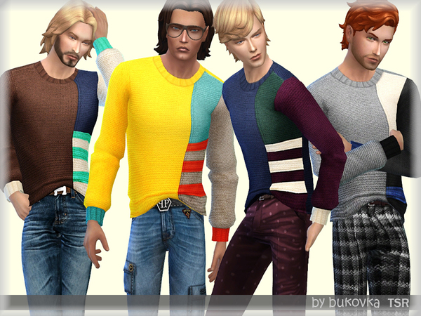 Sims 4 Tricolor Sweater Tucked by bukovka at TSR