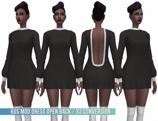 Sims 4 60s Mod Dress Open Back S3 Conversion at Busted Pixels