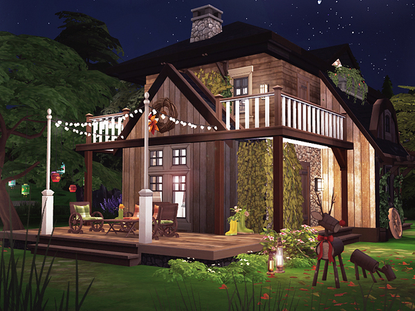 Sims 4 Wilber wood cabin by Rirann at TSR