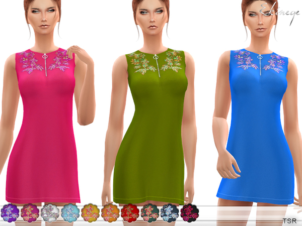 Sims 4 Embroidered Shift Dress by ekinege at TSR