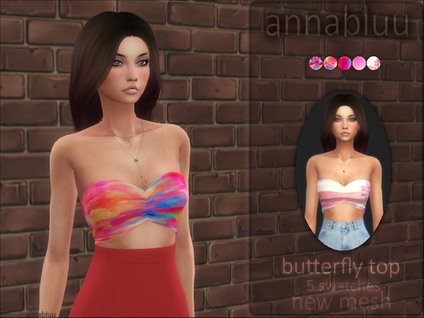Sims 4 Butterfly Top by Annabluu at TSR