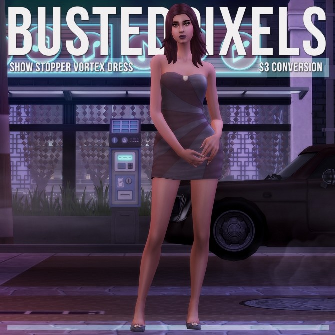 Sims 4 Show Stopper Vortex Dress S3 Conversion & Long Rocker Edit Hair at Busted Pixels