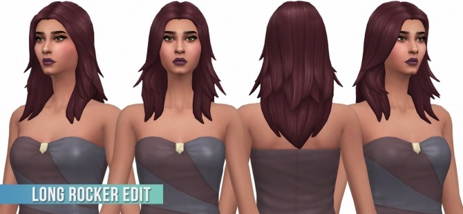 Sims 4 Show Stopper Vortex Dress S3 Conversion & Long Rocker Edit Hair at Busted Pixels