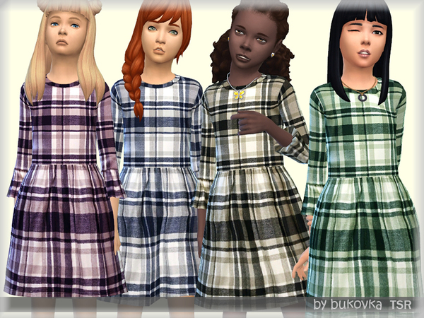 Sims 4 Dress Plaid by bukovka at TSR