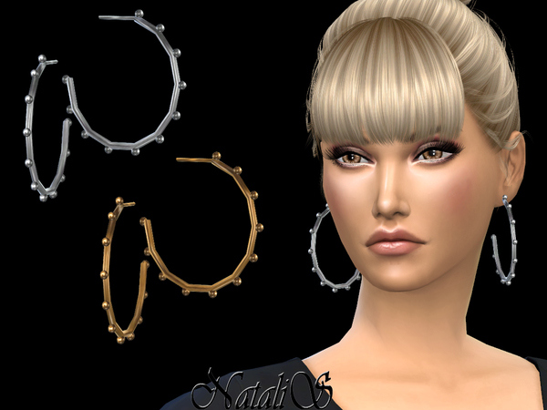 Sims 4 Multi balls hoop earrings by NataliS at TSR