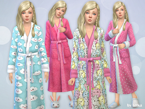 Sims 4 Bathrobe for Girls by lillka at TSR