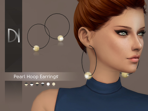 Sims 4 Pearl Hoop Earrings by DarkNighTt at TSR