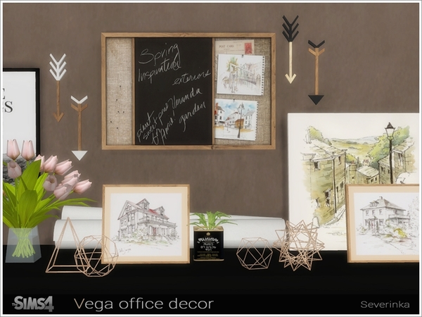 Sims 4 Vega office decor by Severinka at TSR