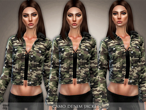 Sims 4 Camo Denim Jacket by Black Lily at TSR