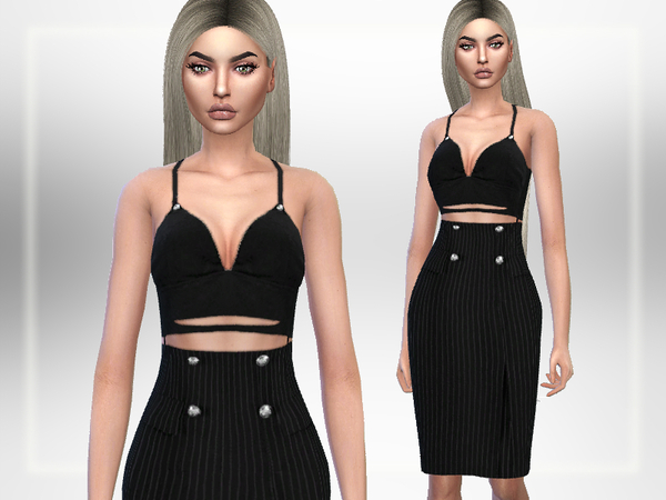 Sims 4 Striped Dress by Puresim at TSR