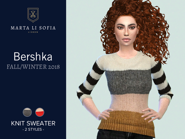Sims 4 Knit colour block sweater by martalisofia at TSR