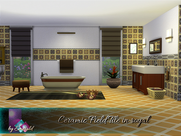 Sims 4 Ceramic Field Tile in royal by emerald at TSR