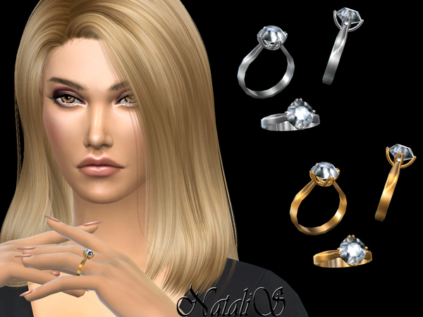 Sims 4 Round solitaire diamond ring by NataliS at TSR
