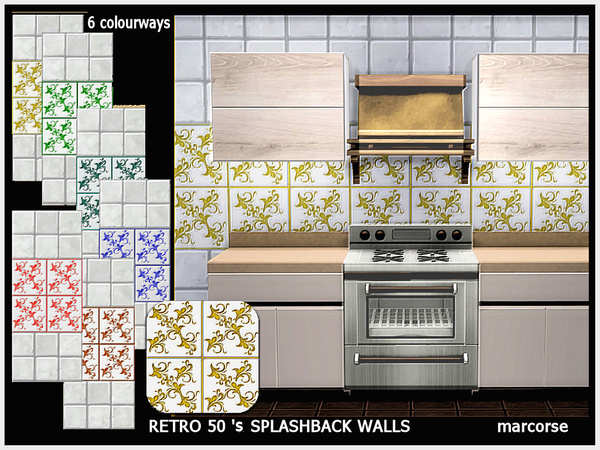 Sims 4 Retro 50 s Splashback Walls by marcorse at TSR