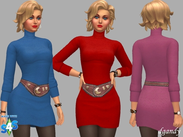 Sims 4 Turtle Neck Dress Nell by dgandy at TSR