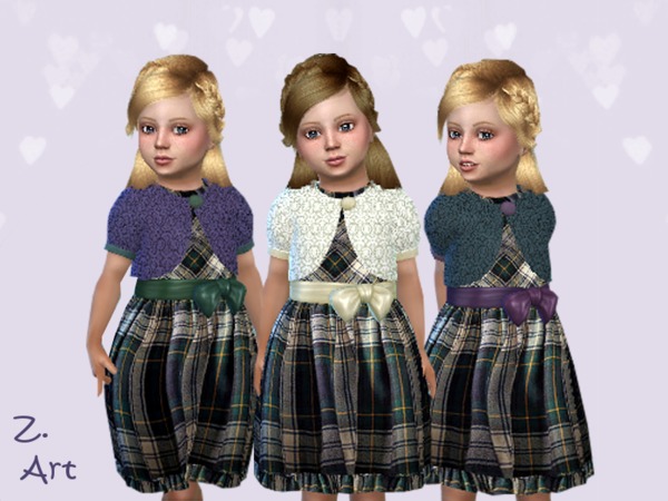 Sims 4 WinterbabeZ 08 checked dress with lace bolero by Zuckerschnute20 at TSR