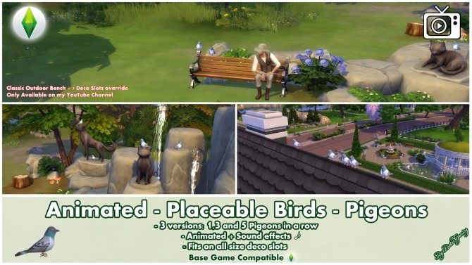 Sims 4 Animated Placeable Pigeons by Bakie at Mod The Sims