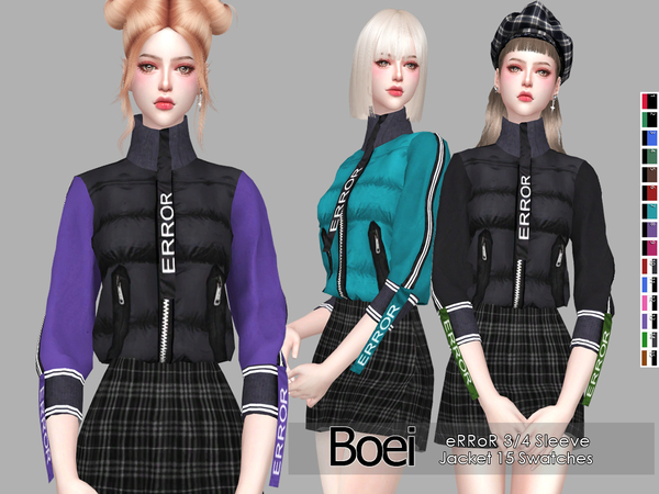 Sims 4 BOEI 3/4 Sleeve Jacket by Helsoseira at TSR