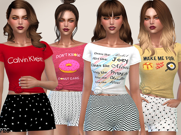 Sims 4 The Breakfast Club Sleep Tees Collection by Pinkzombiecupcakes at TSR