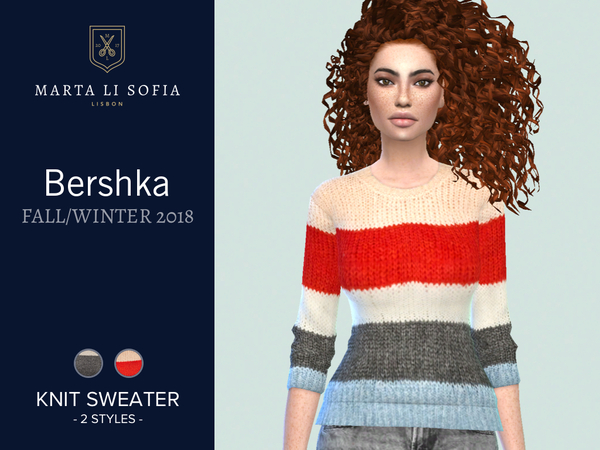 Sims 4 Knit colour block sweater by martalisofia at TSR