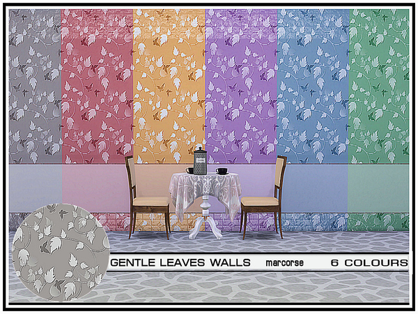 Sims 4 Gentle Leaves Walls by marcorse at TSR