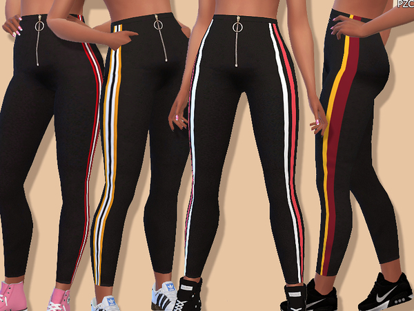 Sims 4 Athletic Pants With Zipper and Side Stripes by Pinkzombiecupcakes at TSR